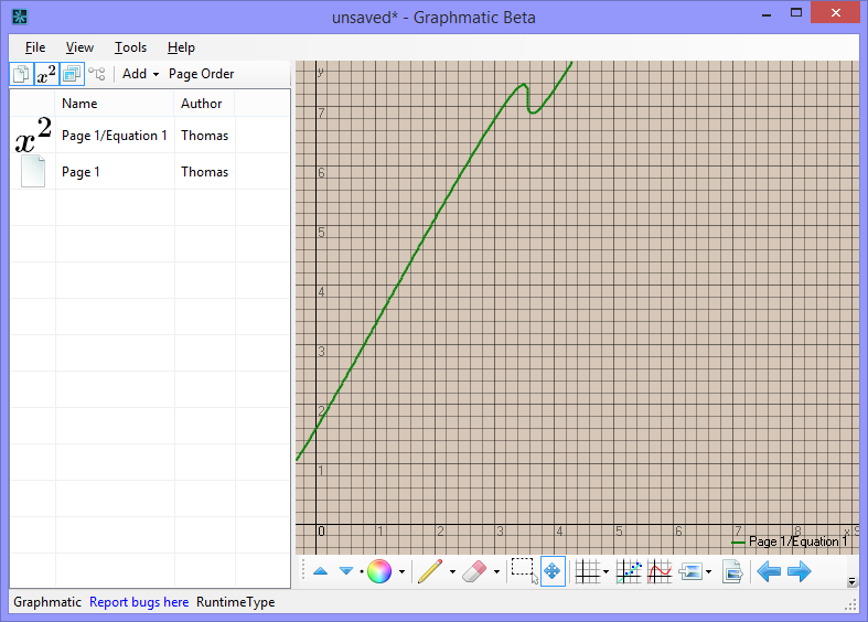 The result of plotting the previous equation in the graph display.