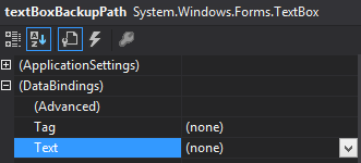 A screenshot of the data-binding that Windows Forms controls support.