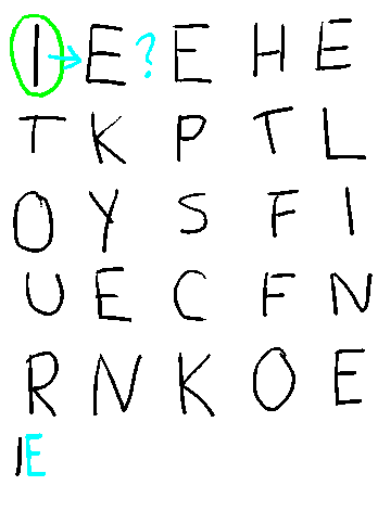 An animation showing the depth-first search process on the board of characters.